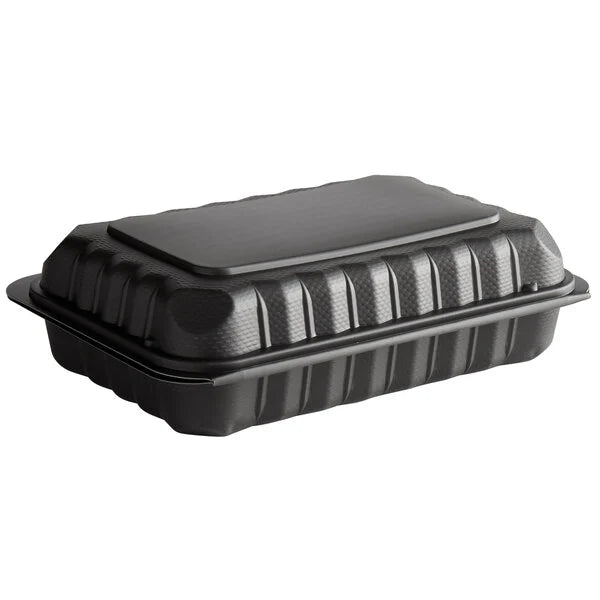 Ecopax 9" x 6" 1-Compartment Microwaveable Mineral-Filled Plastic Hinged Take-Out Container - 150/Case