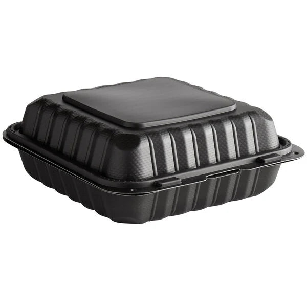 Ecopax 8" x 8" 1-Compartment Microwaveable Mineral-Filled Plastic Hinged Take-Out Container - 150/Case