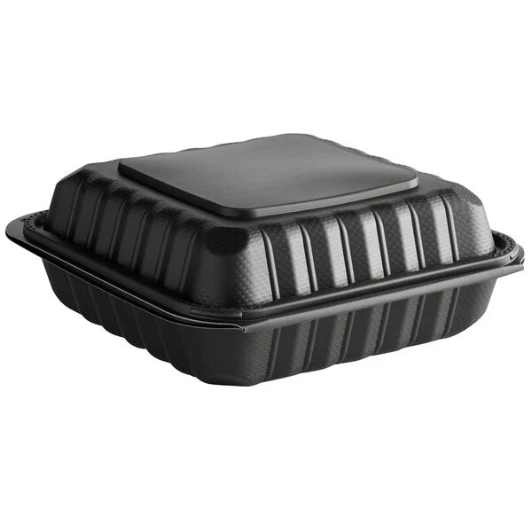 Ecopax 8" x 8" 1-Compartment Microwaveable Mineral-Filled Plastic Hinged Take-Out Container - 150/Case