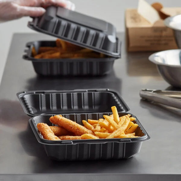 Ecopax 8" x 8" 1-Compartment Microwaveable Mineral-Filled Plastic Hinged Take-Out Container - 150/Case