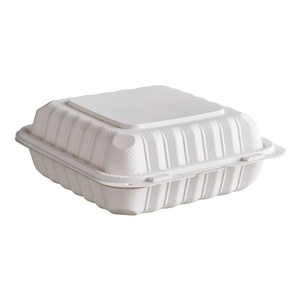 Ecopax 8" x 8" 1-Compartment Microwaveable Mineral-Filled Plastic Hinged Take-Out Container - 150/Case
