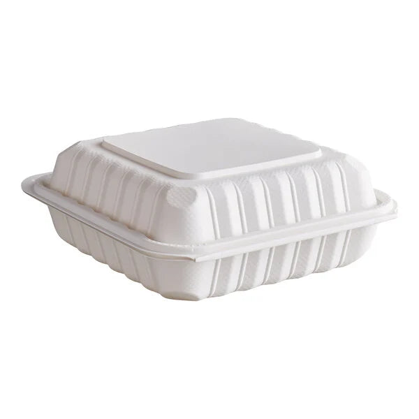 Ecopax 8" x 8" 1-Compartment Microwaveable Mineral-Filled Plastic Hinged Take-Out Container - 150/Case