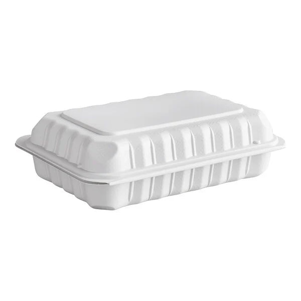 Ecopax 9" x 6" 1-Compartment Microwaveable Mineral-Filled Plastic Hinged Take-Out Container - 150/Case