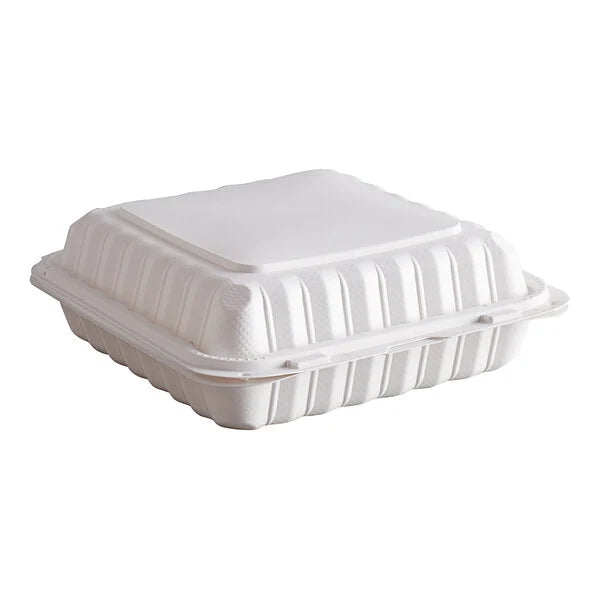 Ecopax 9" x 9" 1-Compartment Microwaveable Mineral-Filled Plastic Hinged Take-Out Container - 150/Case