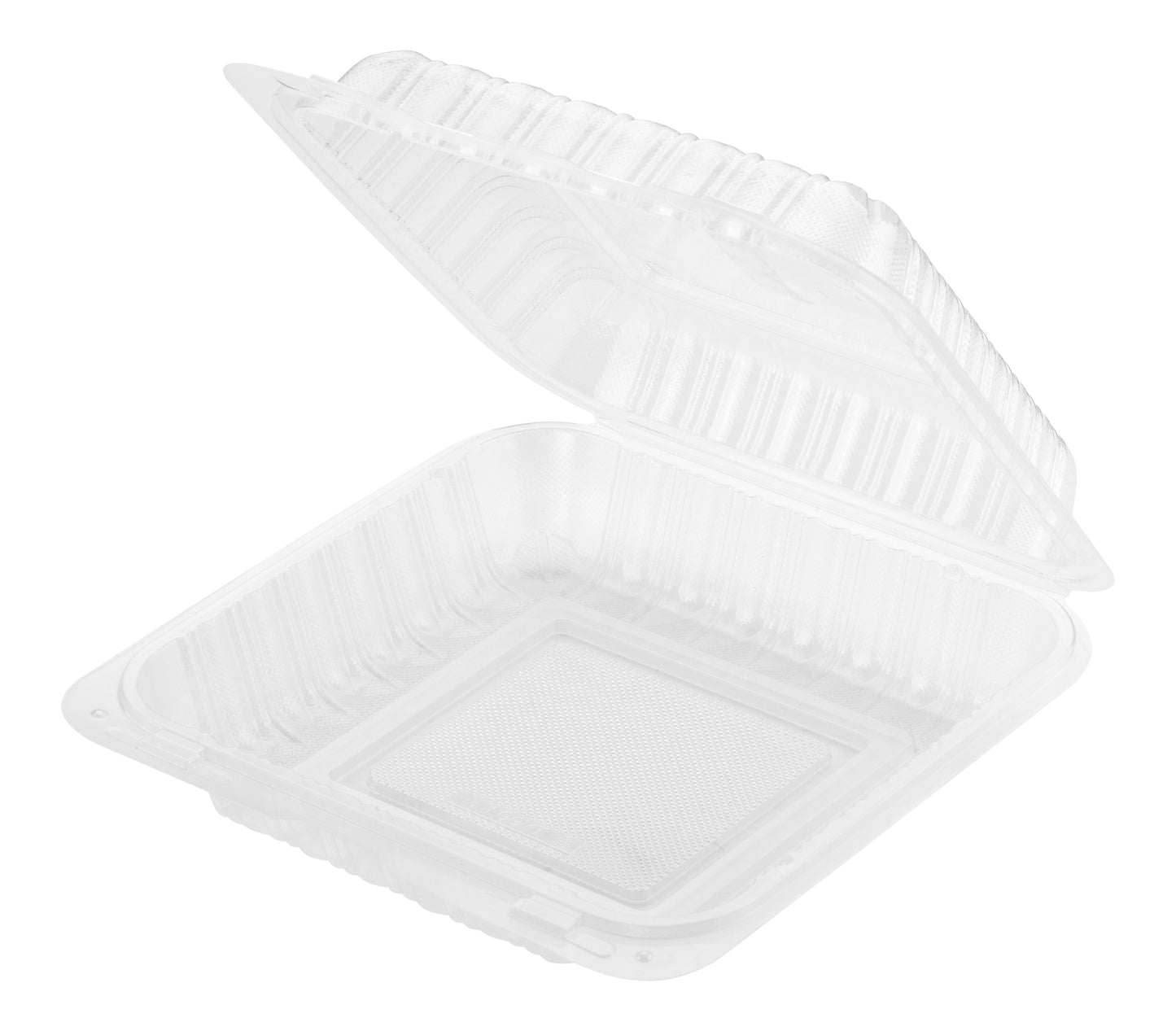 9" x 9" 1-Compartment Ventilated Microwaveable Mineral-Filled Plastic Hinged Take-Out Container - 150/Case
