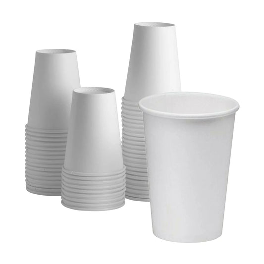 12 oz Paper Coffee Cups - Disposable White Hot Cups for Coffee 1,000/Case