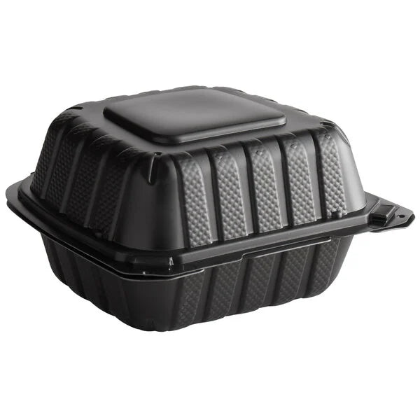 Ecopax 6" x 6" 1-Compartment Microwaveable Mineral-Filled Plastic Hinged Take-Out Container - 250/Case