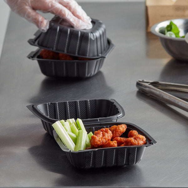 Ecopax 6" x 6" 1-Compartment Microwaveable Mineral-Filled Plastic Hinged Take-Out Container - 250/Case