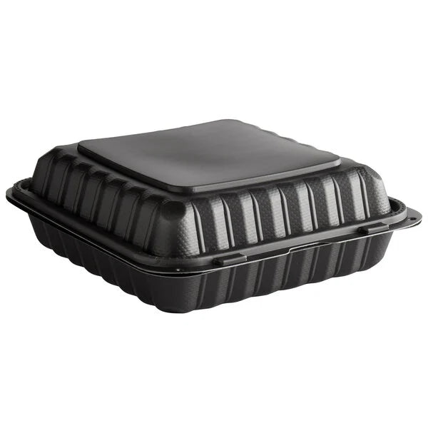 Ecopax 9" x 9" 1-Compartment Microwaveable Mineral-Filled Plastic Hinged Take-Out Container - 150/Case