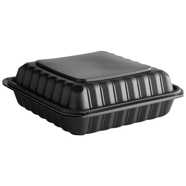 Ecopax 9" x 9" 1-Compartment Microwaveable Mineral-Filled Plastic Hinged Take-Out Container - 150/Case