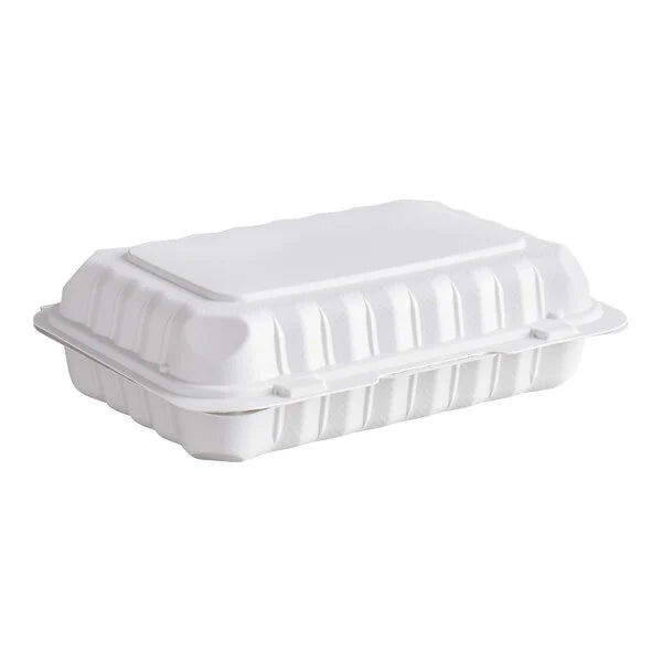 Ecopax 9" x 6" 1-Compartment Microwaveable Mineral-Filled Plastic Hinged Take-Out Container - 150/Case