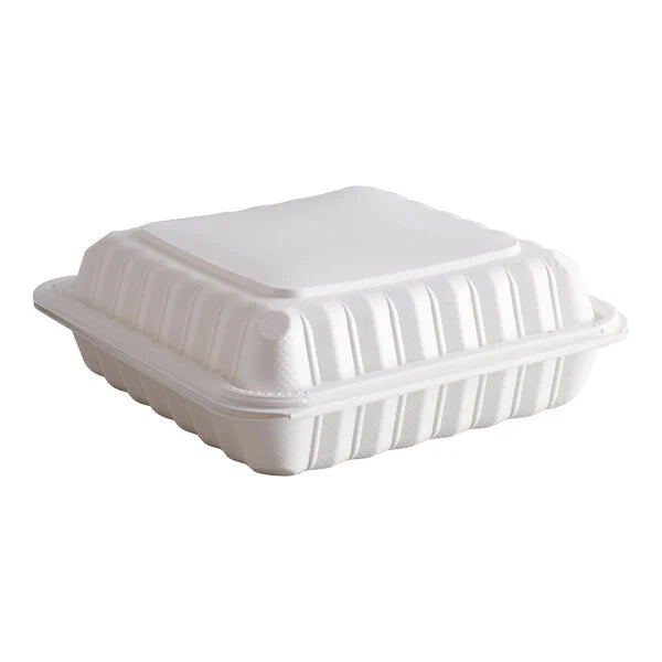 Ecopax 9" x 9" 1-Compartment Microwaveable Mineral-Filled Plastic Hinged Take-Out Container - 150/Case