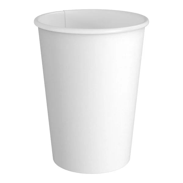 Paper Coffee Cups - Disposable White Hot Cups 4/8/10/12/16/20/24oz 1,000/Case