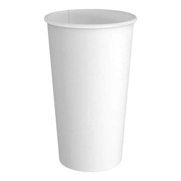 Paper Coffee Cups - Disposable White Hot Cups 4/8/10/12/16/20/24oz 1,000/Case