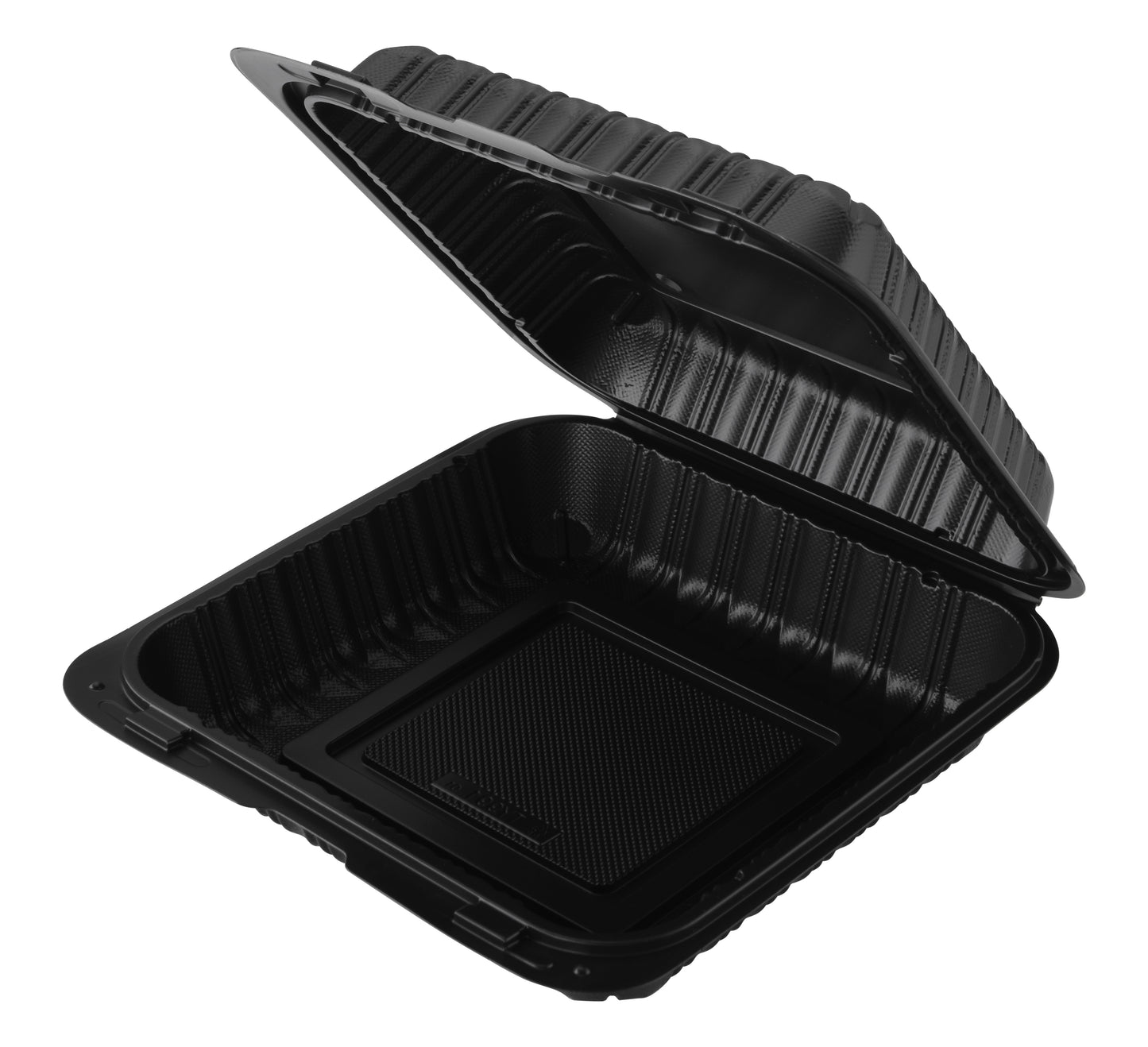 9" x 9" 1-Compartment Ventilated Microwaveable Mineral-Filled Plastic Hinged Take-Out Container - 150/Case