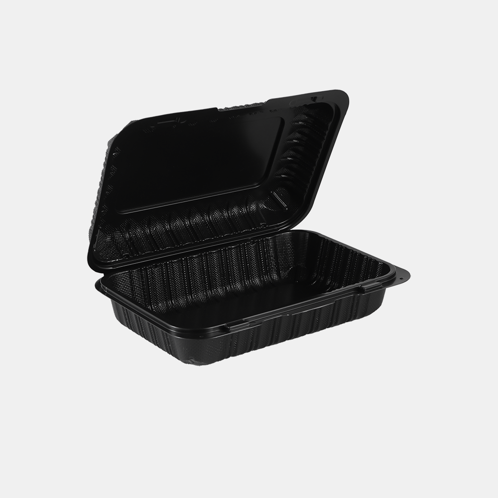 9" x 6" 1-Compartment Ventilated Microwaveable Mineral-Filled Plastic Hinged Take-Out Container - 250/Case