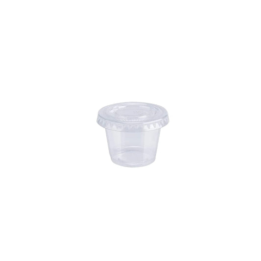 [Case of 2500 Pack] 1oz/1.5oz/2oz Plastic Clear Portion Cups, Souffle Cups, (Cups Only)