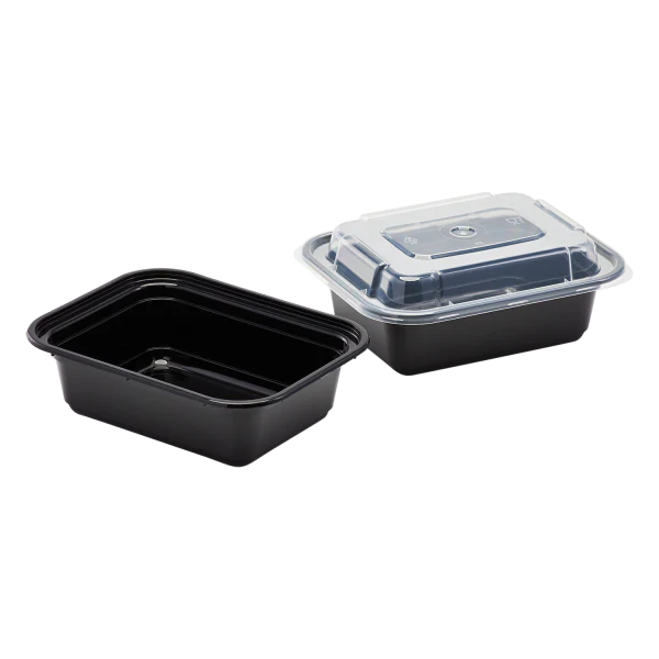 PP Plastic Microwavable Rectangular Food Containers & Lids, Black 150ct