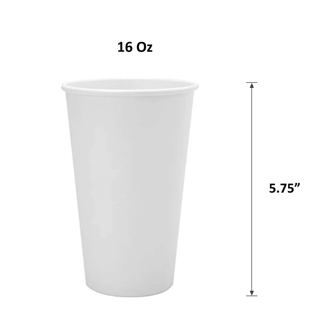 16 oz Paper Coffee Cups - Disposable White Hot Cups for Coffee 1,000/Case