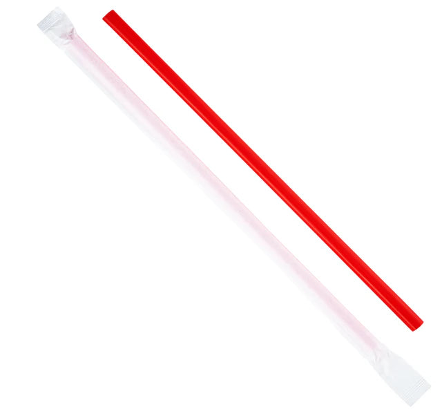 8-3/4' Giant Wrapped Red Plastic Straws 7mm Diameter